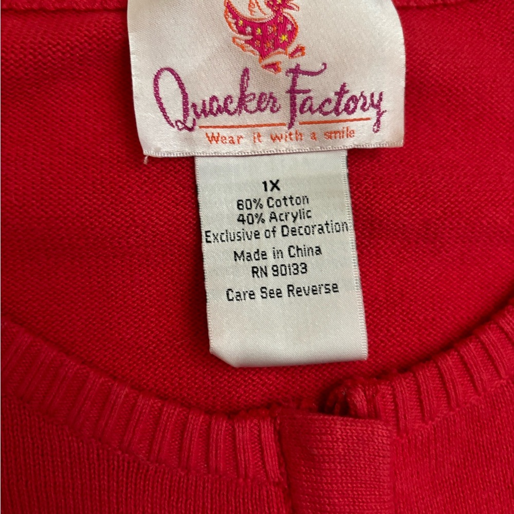 Quacker Factory Cardigan Size 1X Coral Sequin Embellished Sweater Jewel Zipper - Picture 5 of 8
